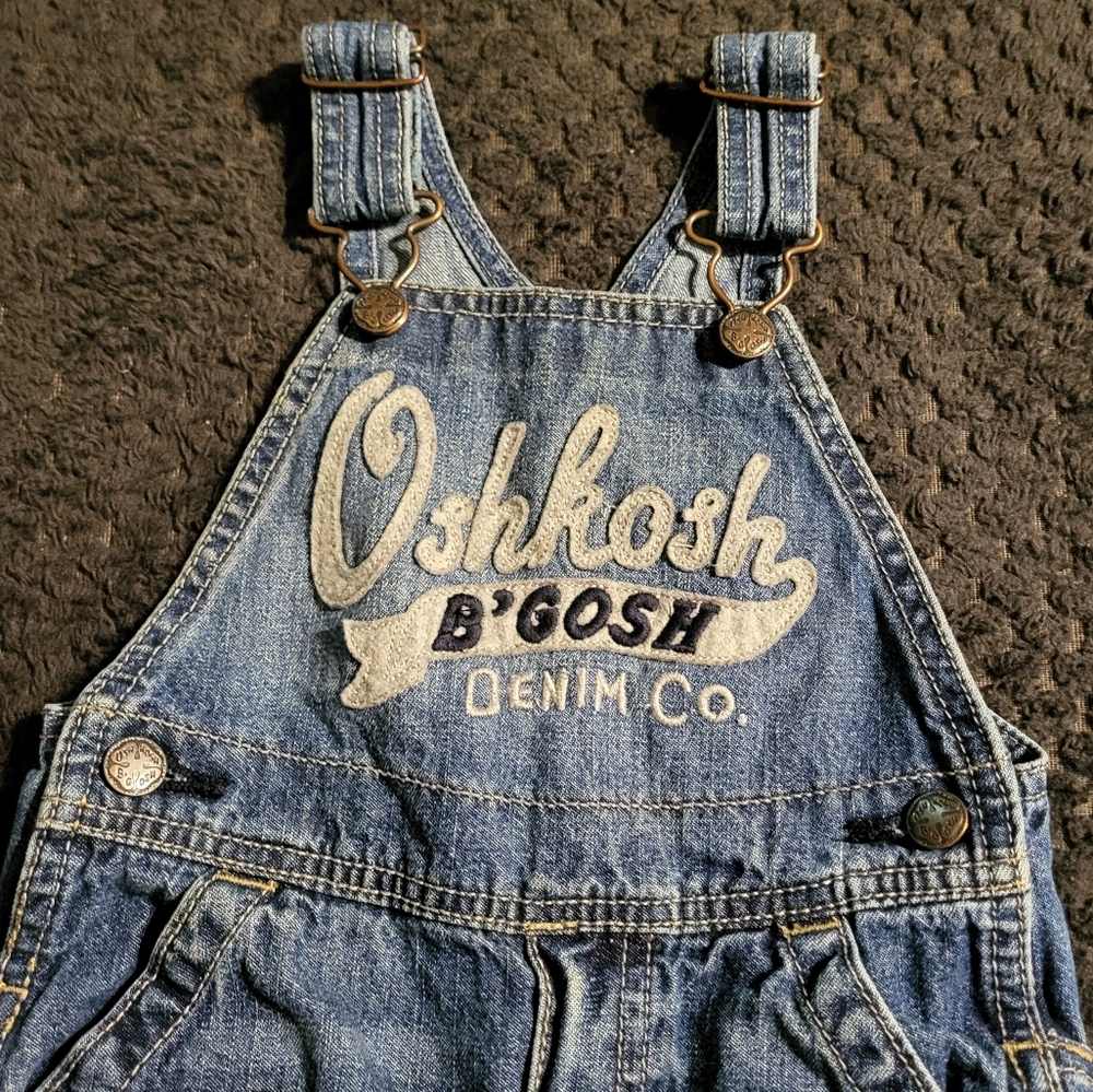 Appliqued Osh Kosh B'Gosh overalls vintage denim 12M vtg